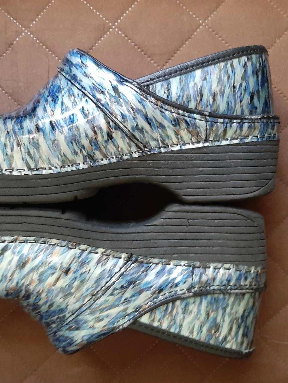 Dansko LT Blue Multi-Pattern Clogs - Picture 3 of 6